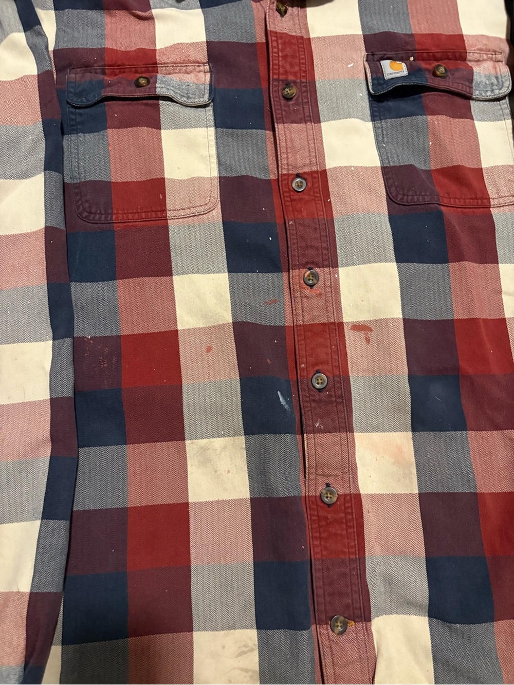 Carhartt Plaid Flannel Button Up Work Shirt 2XL Tall - Picture 4 of 7